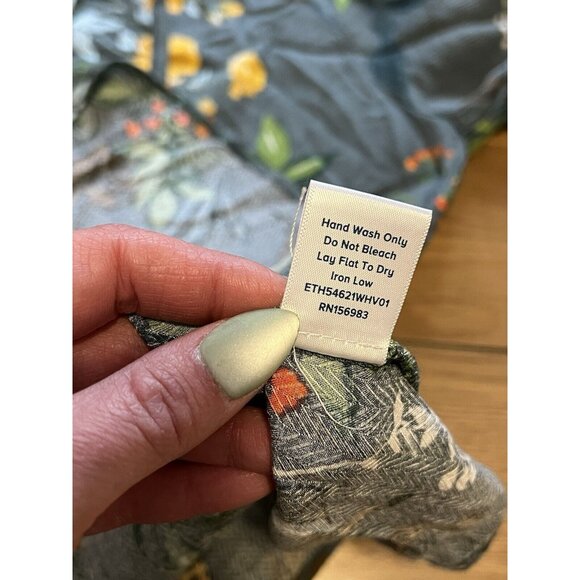 Allison Joy Top Blouse Women Small Floral Print 3/4 Sleeve Green Lightweight - Picture 8 of 12